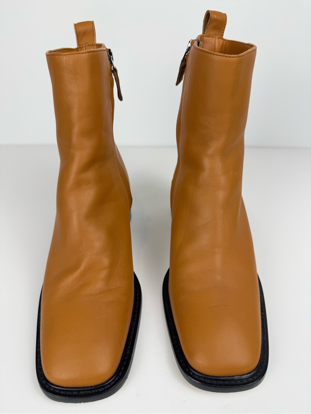 Everlane The City Boot Ankle Boots Saddle Brown 100% Leather Square Toe Size 7 - Picture 5 of 12